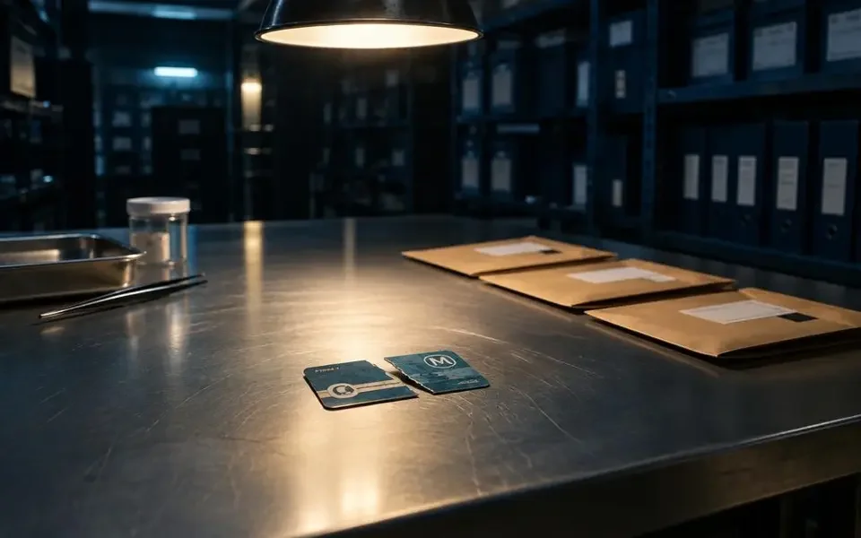 雾港证物第七柜 第 2 集 · 半张公交卡 剧照，场景：旧案档案室 B 区 · 19:40