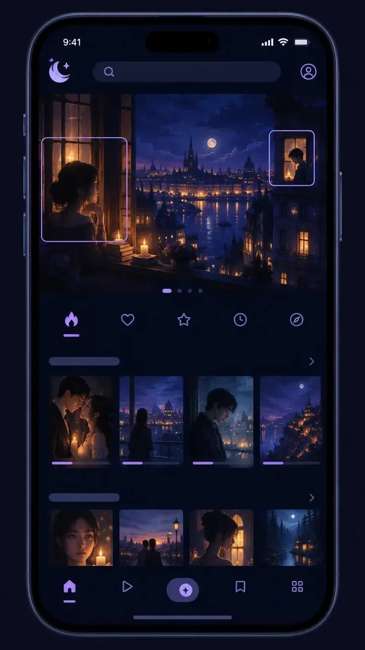 悟空短剧免费看 APP 界面 悟空短剧免费看 APP 首页界面预览,墨蓝界面与铜橙色按钮
